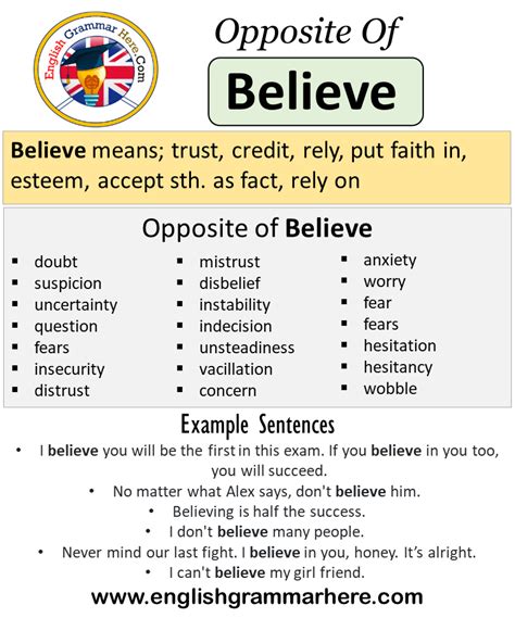 antonyms for believe